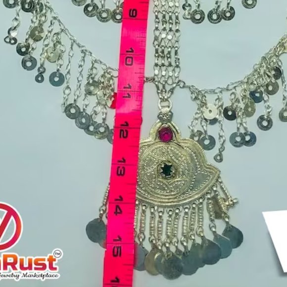 Multilayers Gypsy Nomadic Oversized Bib Necklace, Tribal Kuchi Necklace - Picture 6 of 8
